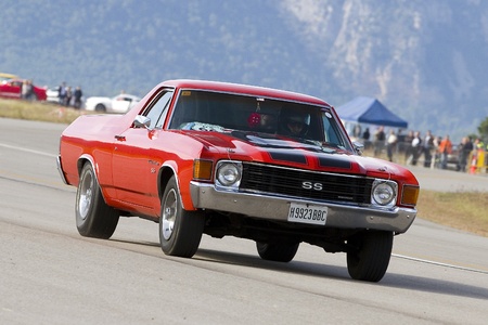 LA SEU URGELL, SPAIN - OCTOBER 7: A Chevrolet El Camino of 1972 take part in Road and Track racing weekend organizated by American Car Club, on October 7, 2012, in La Seu dのeditorial素材