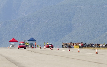 LA SEU URGELL, SPAIN - OCTOBER 7: Some cars take part in Road and Track racing weekend organized by American Car Club, on October 7, 2012, in the airport of La Seu dのeditorial素材