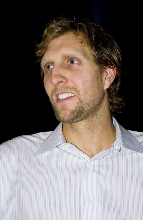 BARCELONA - OCTOBER 9: Dirk Nowitzki during the FC Barcelona vs Dallas Mavericks friendly match, final score 99-85, on October 9, 2012, in Palau Sant Jordi stadium, Barcelona, Spain.のeditorial素材