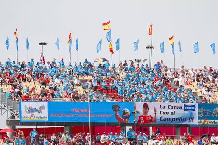 BARCELONA - MAY 13: Fernando Alonso supporters at the race of Formula One Spanish Grand Prix at Catalunya circuit, on May 13, 2012 in Barcelona, Spain. The winner was Pastor Maldonadoのeditorial素材