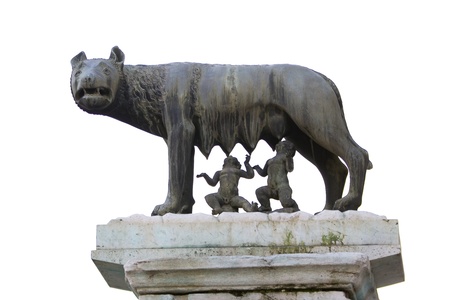 Famous statue of the Capitoline wolf in Rome, Italyの写真素材