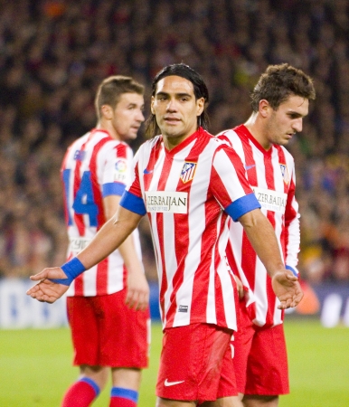 Radamel Falcao of Atletico at the Spanish League match between FC Barcelona and Atletico de Madrid, final score 4 - 1, on December 16, 2012, in Barcelona, Spainのeditorial素材