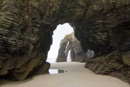 Beach of Las Catedrales or As Catedrais, Ribadeo, Galicia, Spainの写真素材