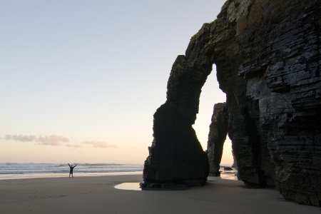 Beach of Las Catedrales or As Catedrais, Ribadeo, Galicia, Spainの写真素材