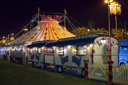 View of the circus tent before the new spectacle of Raluy Circus, on January 1, 2014 in Barcelona, Spainのeditorial素材