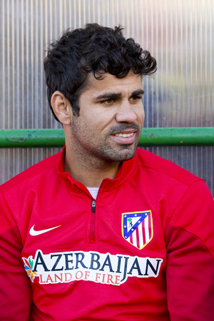 Diego Costa of Atletico at Spanish Cup match between Sant Andreu and Atletico de Madrid, final score 0-4, on December 7, 2013, in Barcelona, Spainのeditorial素材