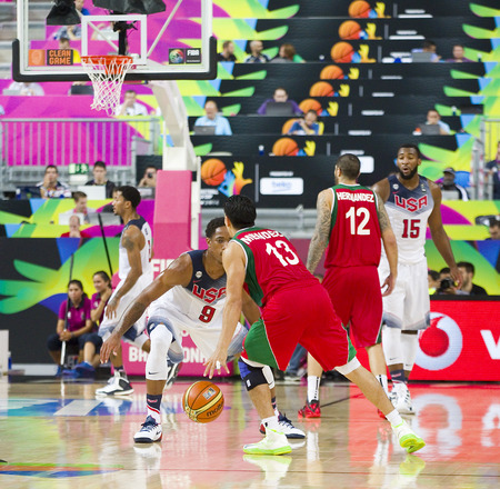 Orlando Mendez of Mexico Team at FIBA World Cup basketball match between USA and Mexico, final score 86-63, on September 6, 2014, in Barcelona, Spainのeditorial素材