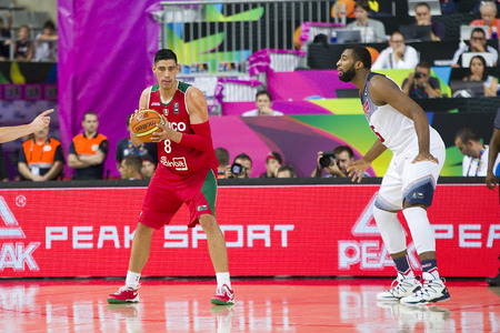 Gustavo Ayon of Mexico Team at FIBA World Cup basketball match between USA and Mexico, final score 86-63, on September 6, 2014, in Barcelona, Spainのeditorial素材