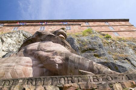 Lion of Belfort, a proud symbol of the the French resistance against Prussian forces, Belfort, France.のeditorial素材