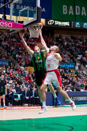 Luke Harangody of JB in action at Spanish ACB League match between Joventut Badalona and Fuenlabrada, final score 78-81, on February 9, 2020, in Badalona, Spainのeditorial素材