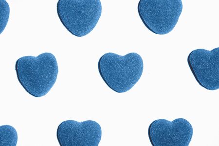 Abstract background with classic blue jelly fruit isolated on whiteの写真素材
