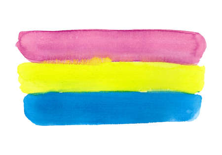 Pansexual abstract watercolor background, blend, brush strokes, creative illustration, blue, yellow, rose color paletteの写真素材