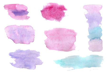 Abstract Watercolor spot and stroke. Blue, pink and violet color palette.の写真素材