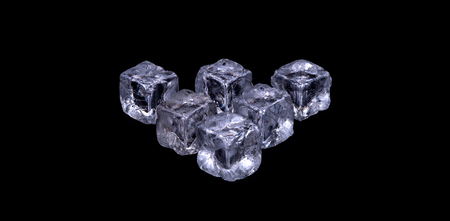 Ice cubes on black backgroundの写真素材
