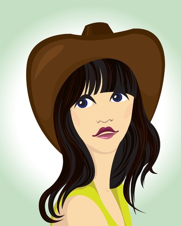 Girl in a cowboy hatのイラスト素材