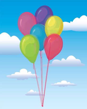 Group of colored ballons on a blue sky backgraundのイラスト素材