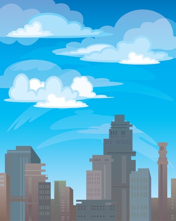 City on a white clouds and blue skyのイラスト素材