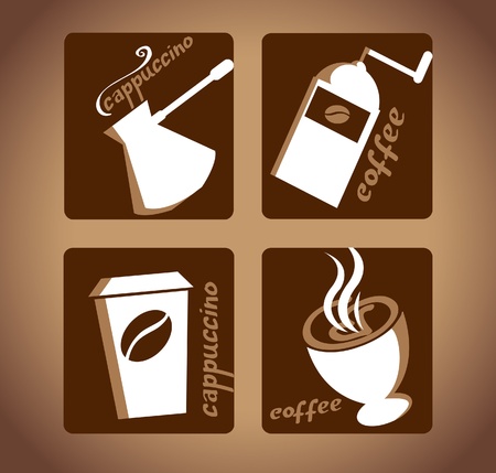 set with coffee themeのイラスト素材