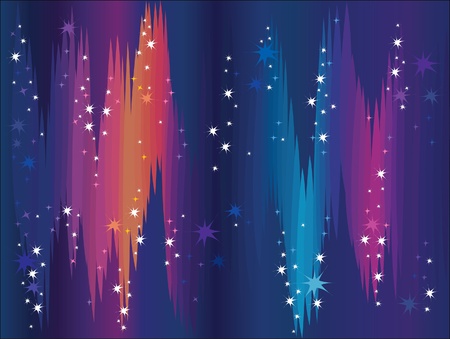 northern lights with starsのイラスト素材