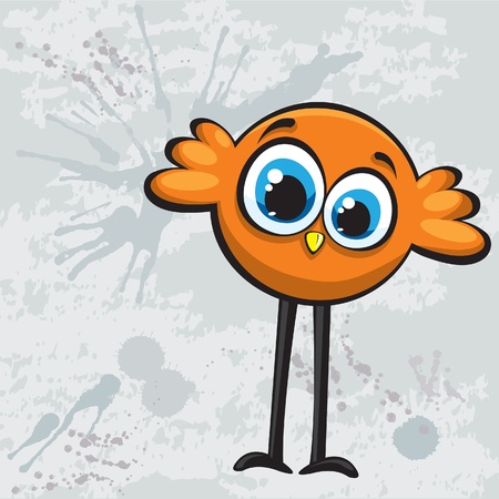 Funny cartoon orange birdのイラスト素材