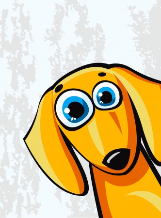Funny cartoon orange dachshund dog on a abstract backgroundのイラスト素材