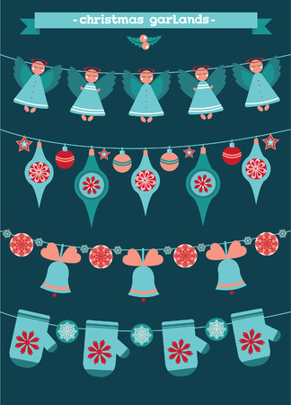 Cartoon collection of christmas garlands. of new year illustration.のイラスト素材