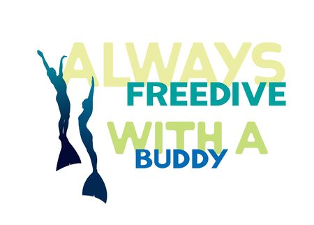 Always freedive with a buddy. Silhouette of two freedivers in monofins on a white background. Vector underwater sport illustration.のイラスト素材