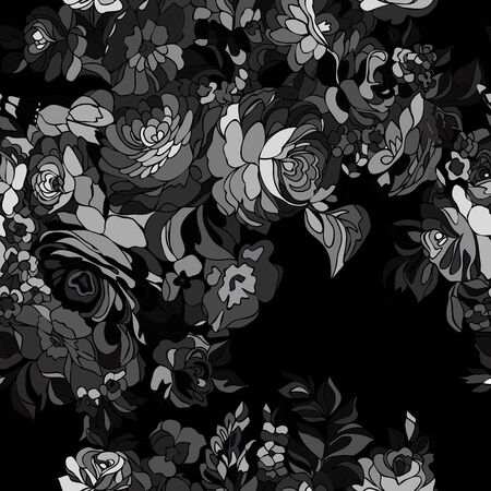 floral pattern on black backgroundのイラスト素材
