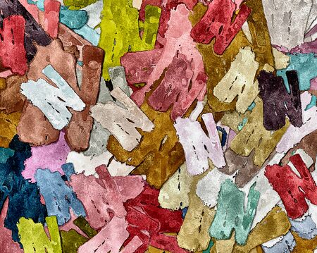 abstract grunge background from color chaotic blurred spots brush strokes of different sizes on textured canvas.の写真素材