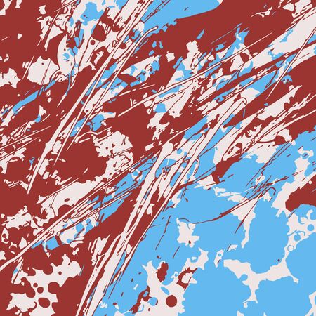 Abstract background. Psychedelic texture of brush strokes of colored paint of blurred lines and spots of different shapes and sizesのイラスト素材