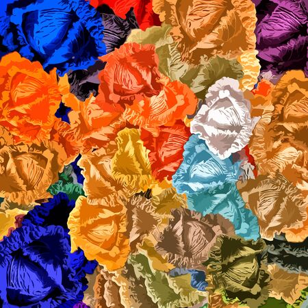 Abstract background. Psychedelic texture of brush strokes of colored paint of blurred lines and spots of different shapes and sizesのイラスト素材