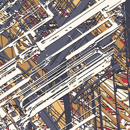 Abstract background. Psychedelic fractal, texture of brush strokes of colored paint of blurred lines and spots of different shapes and sizes.のイラスト素材
