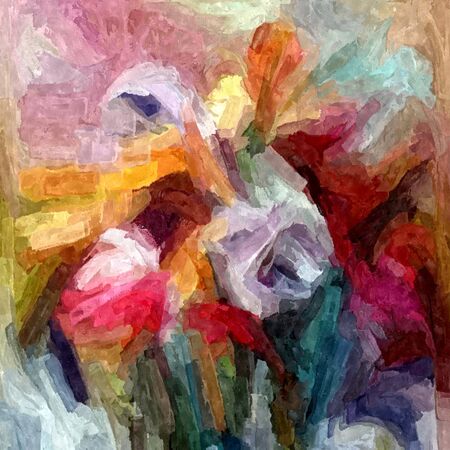 abstract psychedelic background watercolor stylization from colored chaotic brush strokes of different sizes and blurry spots of paint.の写真素材