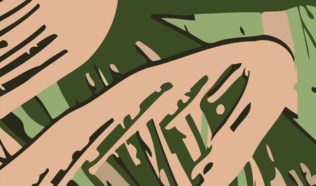 Abstract background. Psychedelic fractal, texture of brush strokes of colored paint of blurred lines and spots of different shapes and sizes.のイラスト素材