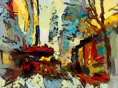 Texture of strokes of colored paint, blurred spots with brushes of different sizes and shapes. Stylized watercolor, oil grunge backgroundercolor, oil, grunge backgroundの写真素材