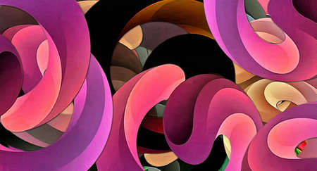 Abstract psychedelic fractal background of stylized watercolor illustration, colored chaotically blurred spots and paint strokes of different sizes and shapesの写真素材