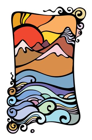 The image of a decline and mountains. A vector illustration.の写真素材
