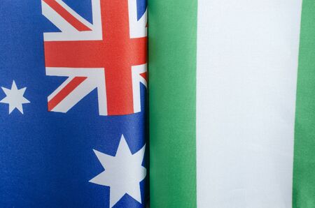 national flags of Australia and Nigeria close-upの写真素材