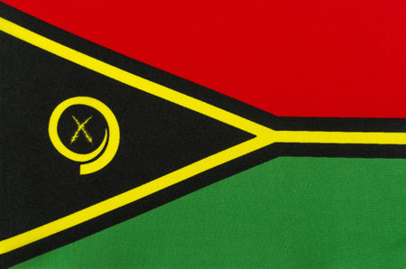 fabric national flag of the Republic of Vanuatu close-upの写真素材