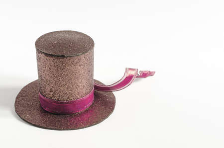 colorful hat top hat with ribbon close up on white backgroundの写真素材