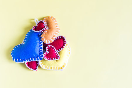 The concept is a set of colored hearts, a close-up copy space.の写真素材