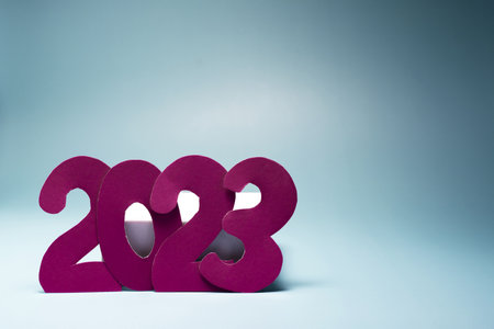 Color background with numbers 2023 close-up on a light backgroundの写真素材
