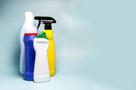 Cleaning and cleaning products close-up on a light background