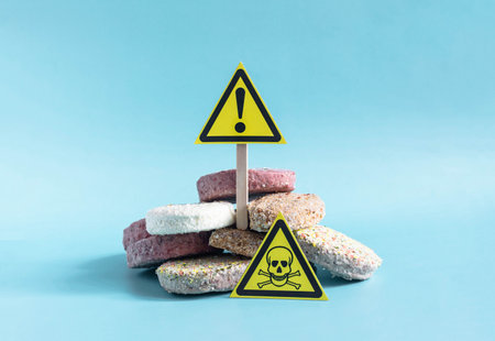 Warning about the danger of constant nutrition with semi-finished products, fast foodの写真素材