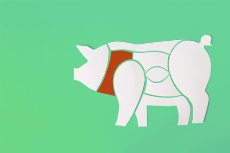 A close-up diagram of a piglet with a bright neck highlighted with a light backgroundの写真素材