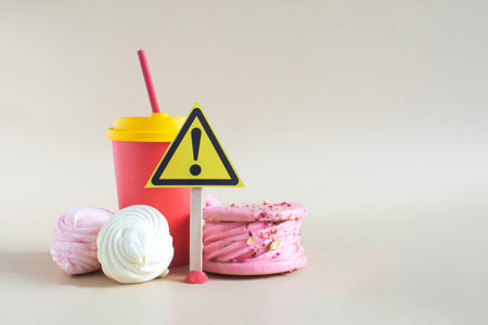 Warning about the danger of consuming a large number of confectionery productsの写真素材