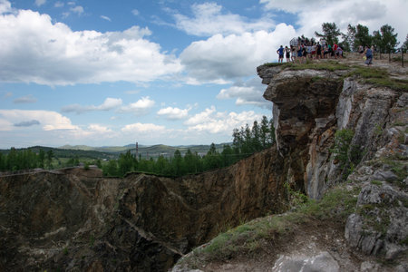Man-made large rock collapse at the site of the former mine