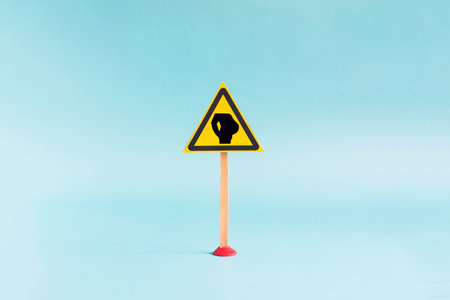 Abstract comic warning sign close-up