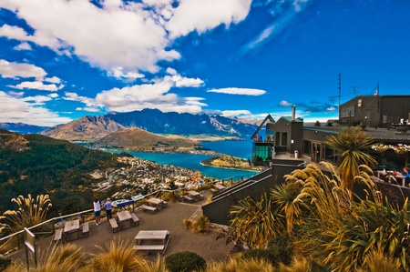 Queenstown downtown with the remarkable range の写真素材