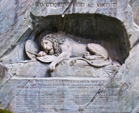 Famous lion monument in lucerne の写真素材